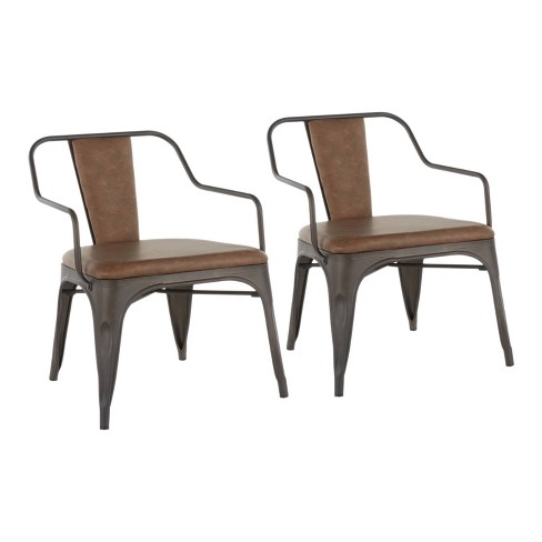 Set of 2 Oregon Industrial Dining Chairs Antiqued Espresso LumiSource