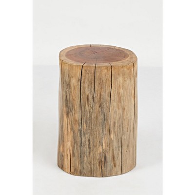 Rustic Lodge 18'' Round Brown Wood & Metal Stump Accent Table