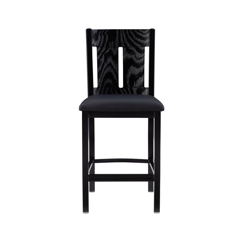 Edwina Faux Leather Seat with Slat Back Counter Height Barstool Black - Linon, 4 of 11