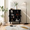 VYNXARIA 4-Doors Rattan Mesh Storage Cabinet, Sideboard with Eight Storage Spaces, for Entryway, Living Room, Hallway (Black) - 3 of 4