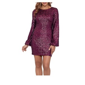 Betsy & Adam Womens Burgundy Sequin Sheath Dress, Red, 4 - 1 of 1