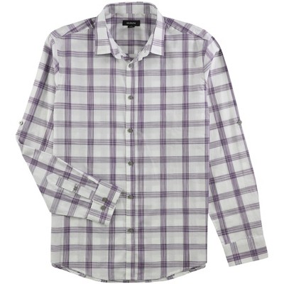 Alfani Mens Jacobs Plaid Button Up Shirt