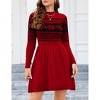Women Long Sleeve Knitted Crewneck High Waist A-Line Cute Mini Sweater Dress - 3 of 4