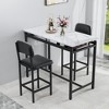 CIPACHO Rustic Black 3 Piece Kitchen Dining Table Set for 2 with 2 Upholstered Chairs Bar Dining Table Set - 3 of 4