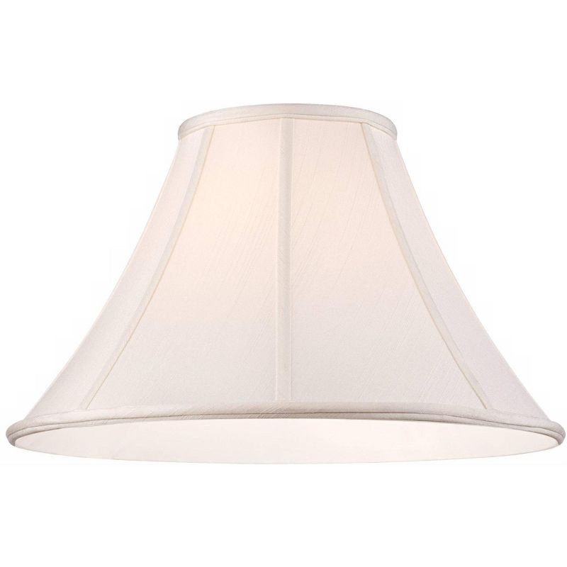 Springcrest Off-White Shantung Large Lamp Shade 7" Top x 18" Bottom x 10.5" High x 12" Slant (Spider) Replacement with Harp and Finial, 3 of 8