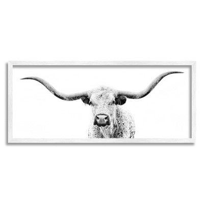 Stupell Longhorn Cattle Gazing Photography Framed Giclee