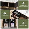 Faux Marble Coffee Table Modern - 4 Drawers & Glass Doors Storage, Sliding Cabinet + Hidden Compartment/Shelf for Living Room/Reception Room - 3 of 4