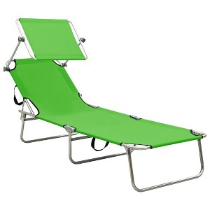 vidaXL Sun Lounger Apple Green Powder-coated Steel Standard Foldable - 1 of 4