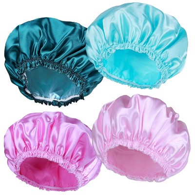 4 PCS Shower Caps for Women, Bath Caps, Double Waterproof Layers Shower Cap,