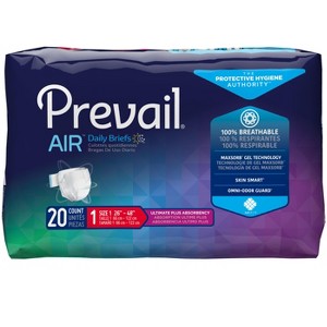 Prevail Air Plus Unisex Adult Incontinence Briefs, Refastenable Tabs, Ultimate Plus Absorbency - 1 of 4