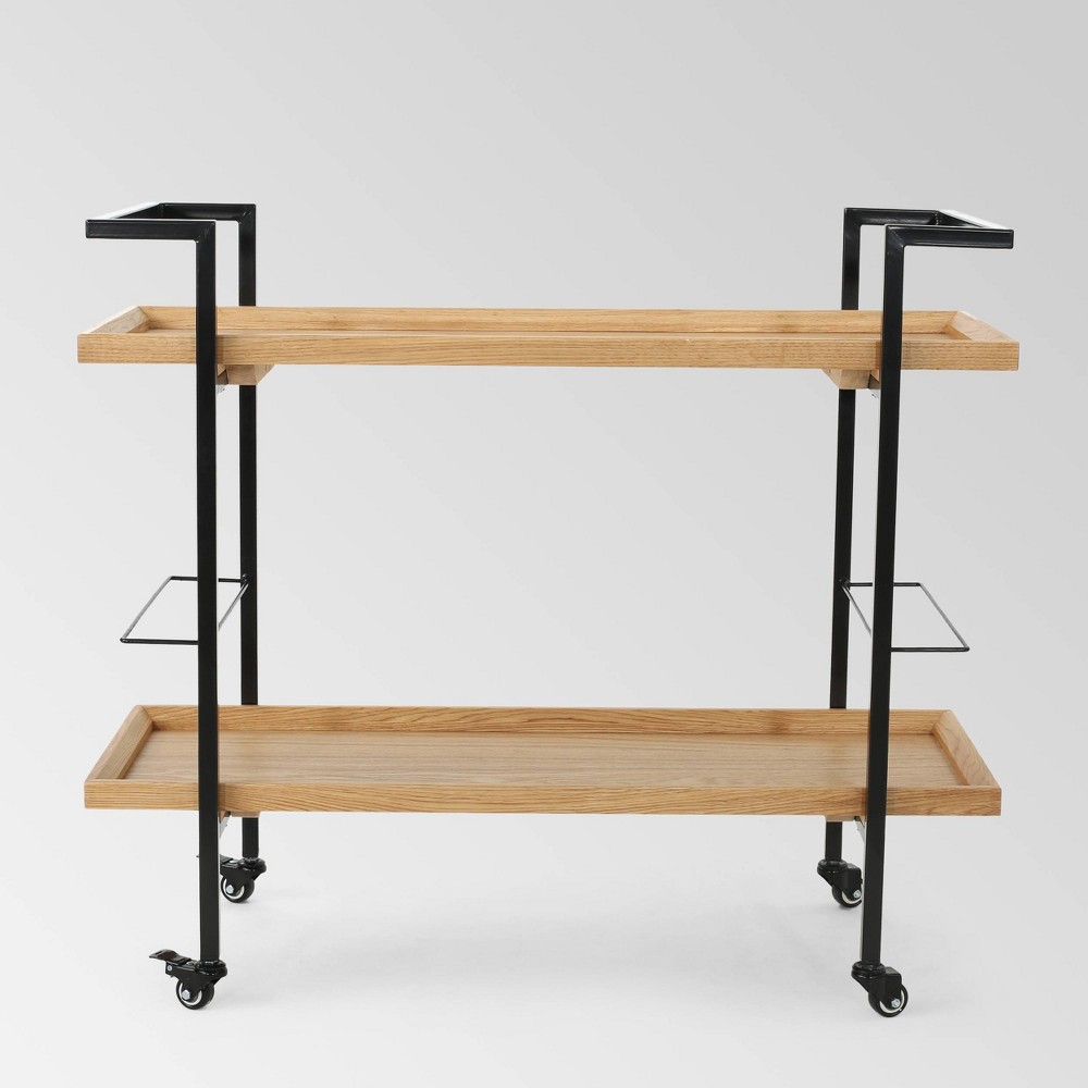 Photos - Kitchen System Gerard Industrial Wooden Bar Cart - Natural: Christopher Knight Home, Mobi