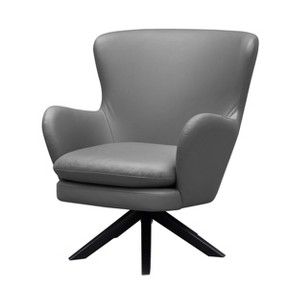 Treasure Trove Accents Swivel Accent Chair Gideon Gray/Black: 360° Swivel, Leather Upholstery, No Assembly Required - 1 of 4