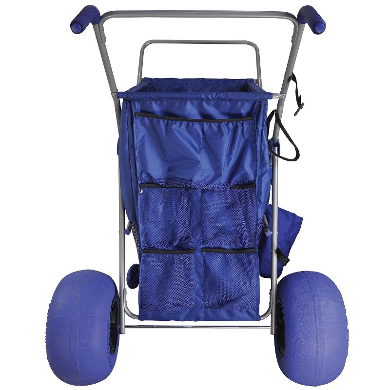 Rollx® Big Balloon Wheel Foldable Beach Cart Storage Wagon for Sand, with 13-In. Beach Tires, Blue, 3 of 11