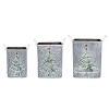 Transpac Metal 15.25 in. Off-White Christmas Nested Snowy Tree Baskets Set of 3 - 2 of 3