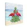 Canvas Wall Art - Jean Plout 'Coastal Christmas Flamingos A' Wall Art for Living Room, Bedroom, or Office Décor by Trademark Fine Art - 24 x 24 Inches - 2 of 4
