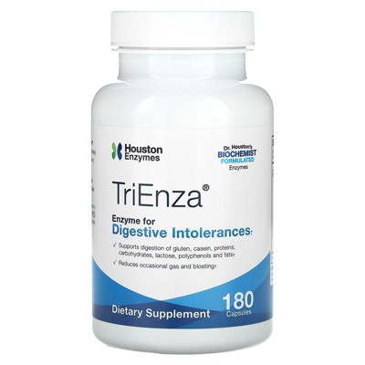 Houston Enzymes TriEnza, Enzyme For Digestive Intolerances, 180 Capsules