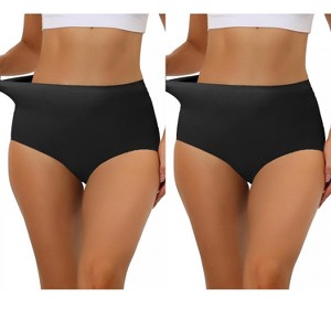Allegra K Women's Elastic High-Waisted Unlined Breathable No-Show Hipster Underwear 2 Packs - 1 of 4