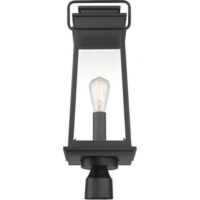 Matte Black 1-Light Outdoor Post Lantern with Clear Glass