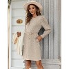 Women Knit Dress Puff Long Sleeve Dress for Fall Winter Round Neck Casual Tunic Dress - 3 of 4