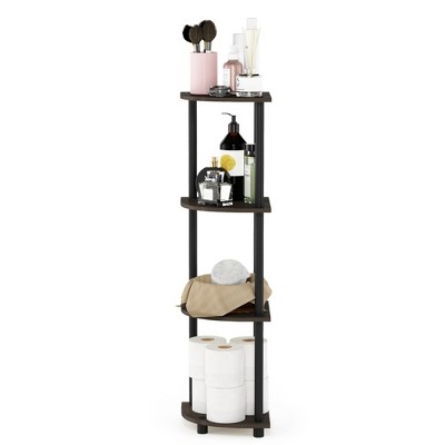 Furinno Dark Brown and Black 4-Tier Corner Shelf
