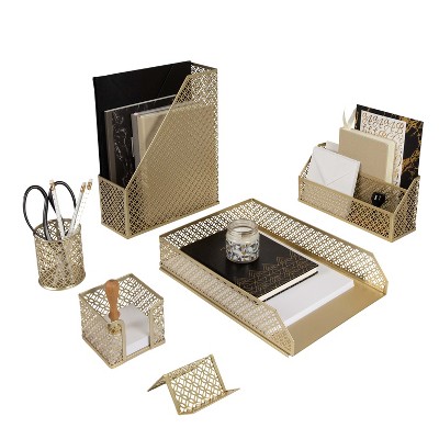 Blu Monaco Desk Organizer Set - 6-Piece Desk Accessories for Mail, Sticky Notes, Pens, Magazines & Documents