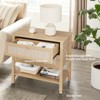 COZONY Nightstands Set of 2, Rattan Bedside Tables with Drawers and Storage Shelf, Narrow Mid Century Modern Nightstand for Bedroom - 4 of 4
