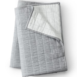 Lands' End Essential Cotton Windowpane Reversible Bed Blanket - 1 of 2