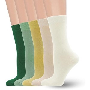 SERISIMPLE Women Soft Thin Viscose Bamboo Crew Socks, Fit Stretchy Casual, Business, Dress Calf Sock Large White 5 Pairs - 1 of 4