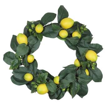 Northlight Lemon and Foliage Artificial Wreath, Yellow 22-Inch