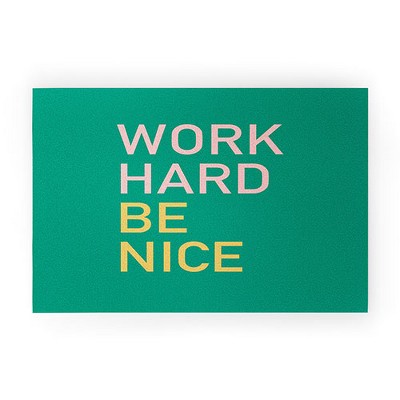 socoart work hard be nice I 30" x 20" Welcome Mat - Society6