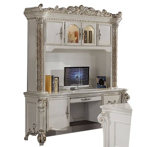 89" Vendome Desks Antique Pearl Finish - Acme Furniture: Wood Composite, Open Storage Shelf, No Tools Assembly - 1 of 4