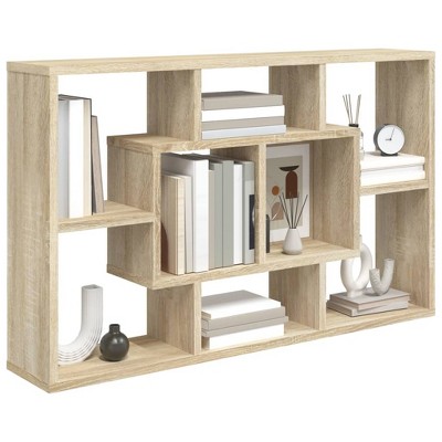 CLIHOME 8 Cubes Open-back Bookshelf Home Storage Display Shelf Wall Mounted Wooden Bookcase Organizer Rack