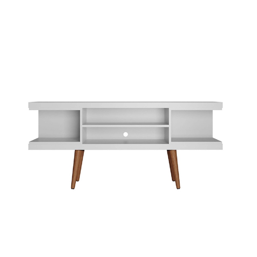 Photos - Display Cabinet / Bookcase Utopia Splayed Wooden Legs and 4 Shelves TV Stand for TVs up to 50" White Matte - Manhattan Comfort: Media Console with Cabl