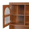 NicBex Modern Standing Computer Desk with 90 Degree Rotating Desktop, Versatile Writing Desk with Shelves and Cabinets for Living Room - 4 of 4