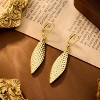 14K Gold Long Dangle Earrings for Women,Sterling Silver Drop Leverback Earrings Trendy Hypoallergenic Gold Hammered - 3 of 4