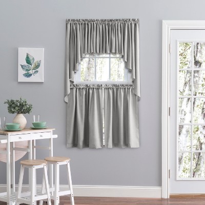 Ricardo Grey Light-Filtering Rod Pocket Swag Curtains 62x54