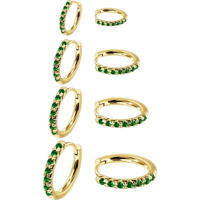 Small Gold Huggie Hoop Earrings Set for Women Men Hypoallergenic 14K Plated Stack Cartilage Earrings, Multiple Piercing