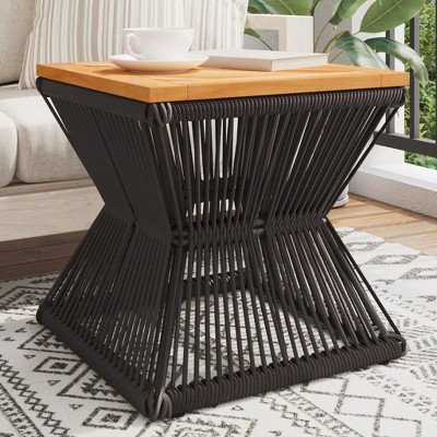 vidaXL Coffee Table Black Solid Acacia Wood 15.0 in x 15.0 in x 15.0 in