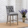 WestinTrends 24" Linen Fabric Tufted Buttons Upholstered Wingback Counter Stool - 2 of 4