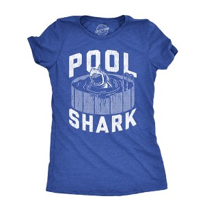 Womens Pool Shark T Shirt Funny Swimming Pools Great White Sharks Joke Tee For Ladies - Crazy Dog Women's T Shirt - 1 of 4