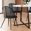 5-piece Dining Set for 4, Round Glass Dining Table Set with 4 Black Mesh Rattan Chair for School Apartment, Dining Room Furniture - The Pop Home - 2 of 4