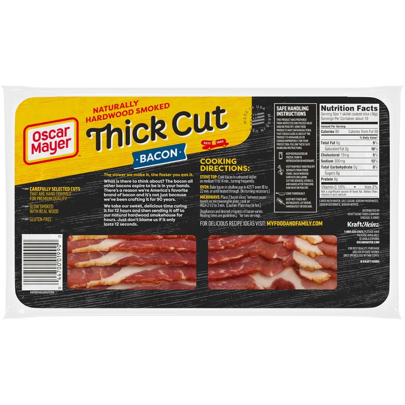 Oscar Mayer Hardwood Smoked Thick Cut Bacon - 16oz, 3 of 12