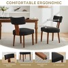 Set Of 2 Armless Dining Chairs With Linen Upholstery, Curved Backrest And Wooden Legs For Dining Room Or Living Space-Maison Boucle - 4 of 4