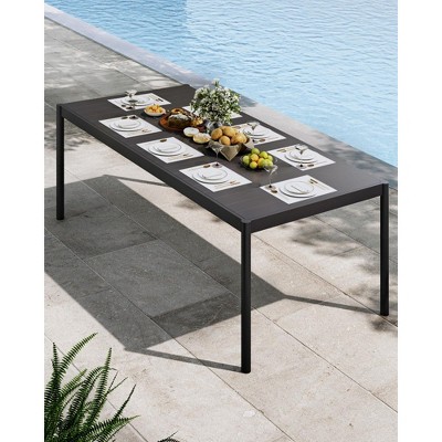 Aluminum Patio Dining Table for 4-8 Person, 74" x 36" Rectangle Outdoor Dining Table with Aluminum Tabletop and Metal Frame for Deck Garden,Black
