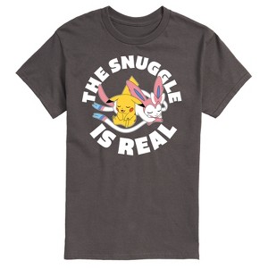 Men's - Pokémon - The Snuggle Is Real Pikachu and Sylveon -Men's Short Sleeve Graphic T-Shirt Short Sleeve Graphic T-Shirt - 1 of 4