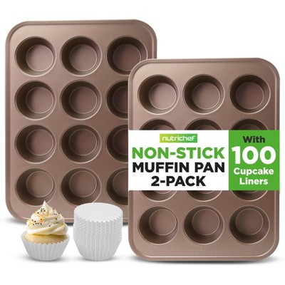 NutriChef Kitchen Oven Muffin Baking Pans - Deluxe Non-Stick Cupcake Cookie Sheet Bakeware