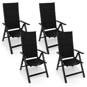Tangkula Set of 4 Patio Folding Chairs Lightweight Outdoor Dining Chairs w/ Padded Seat - 1 of 4