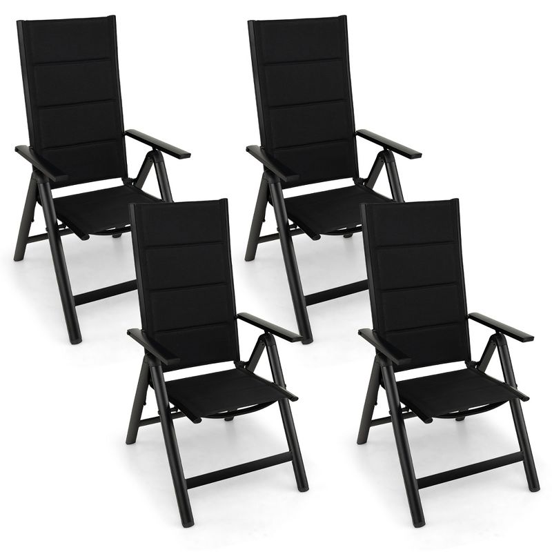 Tangkula Set of 4 Patio Folding Chairs Lightweight Outdoor Dining Chairs w/ Padded Seat, 1 of 11