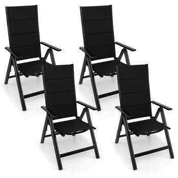 Tangkula Set of 4 Patio Folding Chairs Lightweight Outdoor Dining Chairs w/ Padded Seat