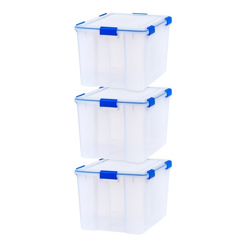 IRIS 4-Pack Weather Tight Large 15-Gallons (60-Quart) Blue Tote with  Latching Lid at